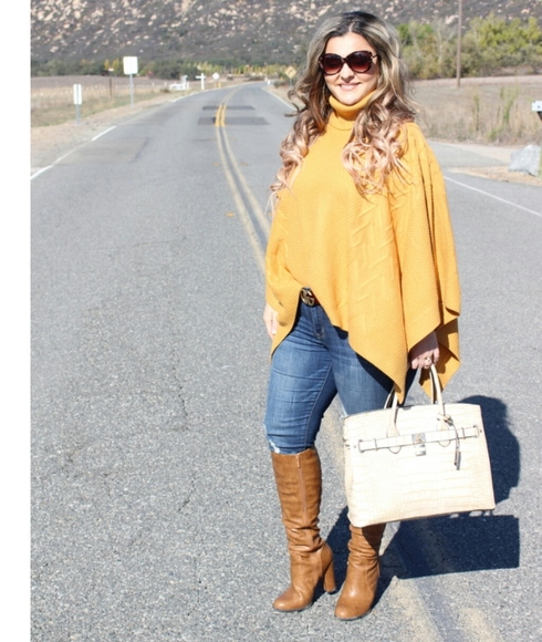 BerryGo Sweaters - BERRYGO Chic Turtleneck Batwing sleve poncho
